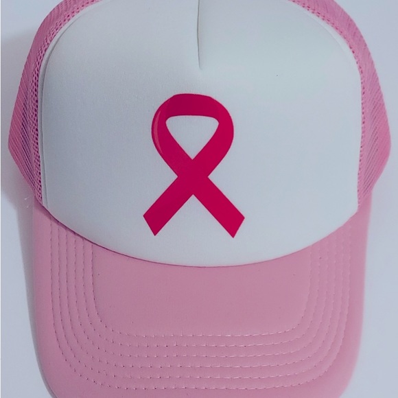 Cancer Ribbon Baseball Meshback Trucker Hat Adjustable Pink - Picture 5 of 6